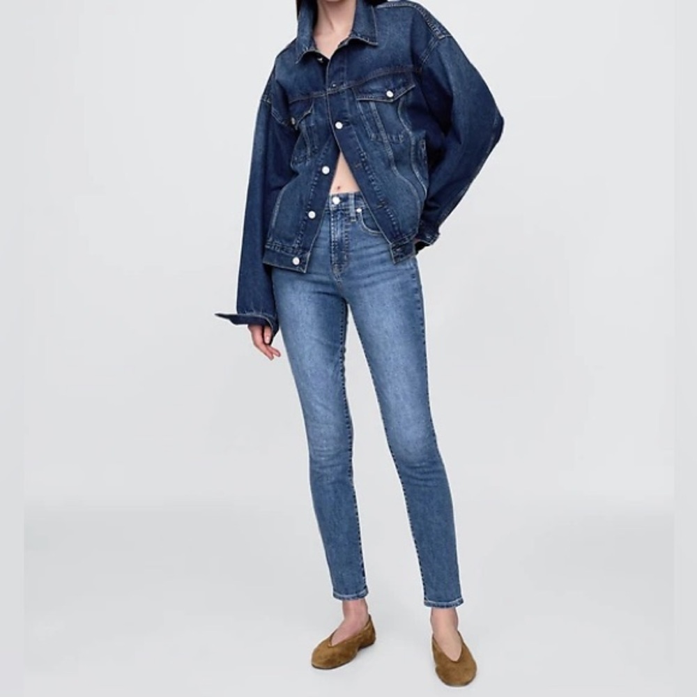 {GAP} "True Skinny High Rise" Short Medium Indigo Blue Stretch Denim Jeans